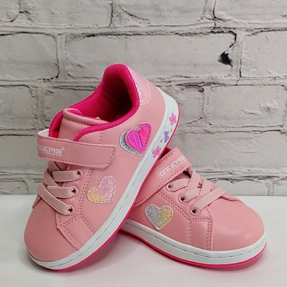 'GEERS' by DREAM SEEK' ROUND TOE SHIMMERY HEARTS LIGHTWEIGHT SNEAKERS - Picture 16 of 16